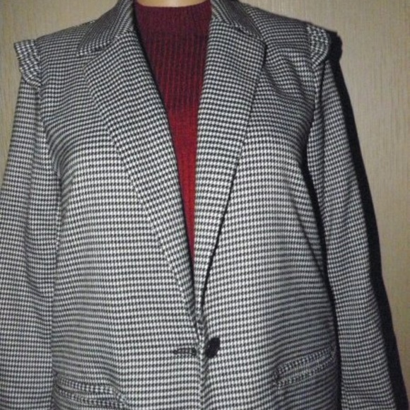 Straight Silhouette Hounds-tooth Jacket - Picture 3 of 6